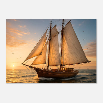 Sailing into the Light nautical poster without frame – stylish ocean wall art for coastal and marine-themed interiors.