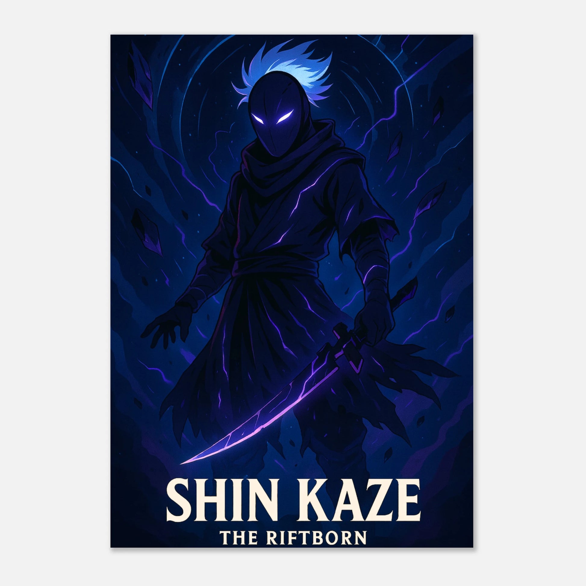 Detailansicht vom SHIN KAZE Anime Poster ohne Rahmen – stilvolle Ninja Wandkunst in mattem Druck