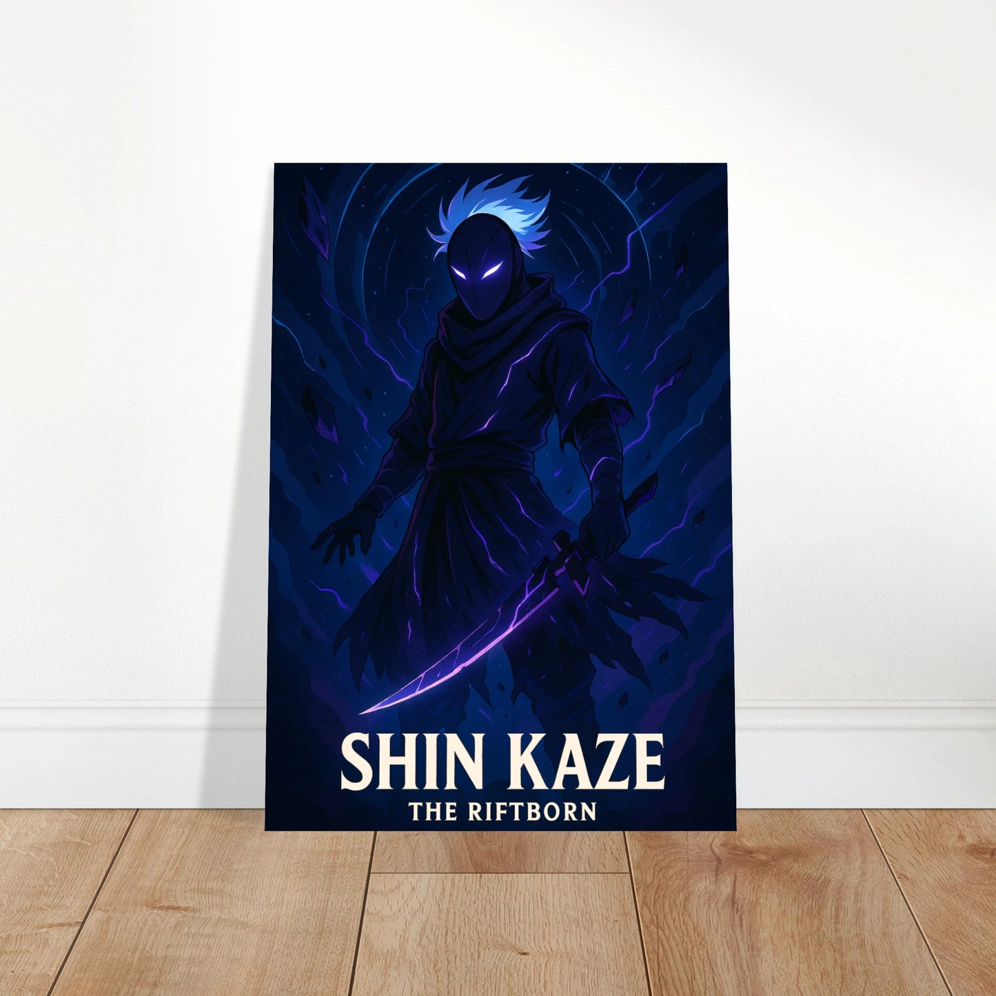 SHIN KAZE Anime Poster – Ninja Wanddeko in modernem Wohnzimmer, stylisches Anime Wandbild für Zuhause