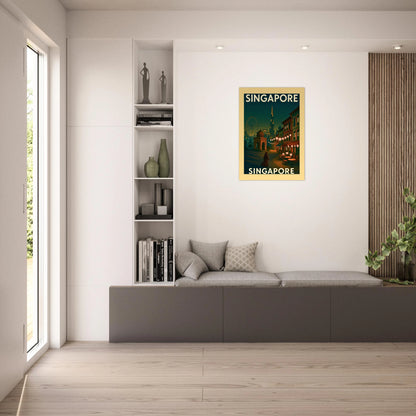Retro Singapore Poster – dekorativer Kunstdruck im Vintage-Design mit Skyline und Marina Bay Sands