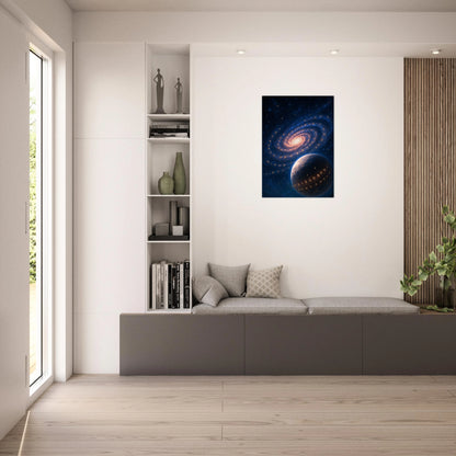 Space Art Print – Spiral Galaxy Poster als Wanddeko im Wohnzimmer, stilvolles Weltraum Kunstbild
