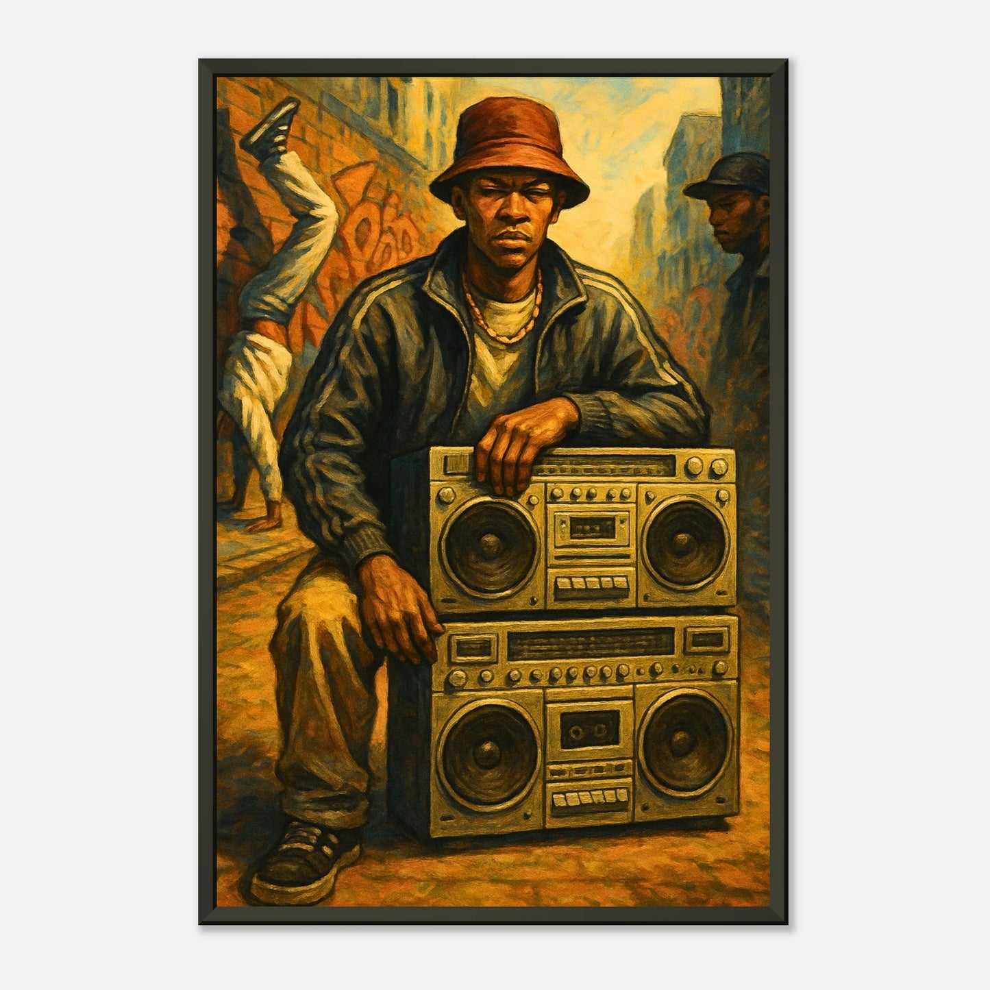 Street Anthem minimalist hip hop wall art in black metal frame clean studio presentation for modern interiors