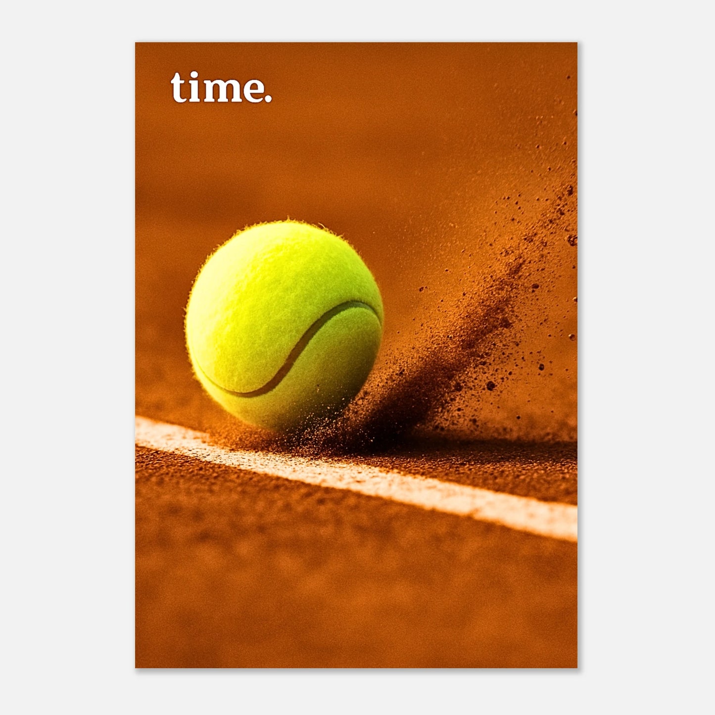 Elegant tennis art print “Time” displayed in modern living room – sports wall decor inspiration for stylish interiors.