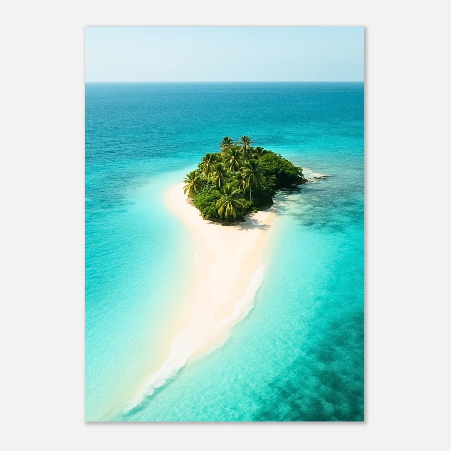 Poster „Island Escape“ – tropische Küste, ungerahmt, für moderne Wandgestaltung und Urlaubsfeeling zu Hause.