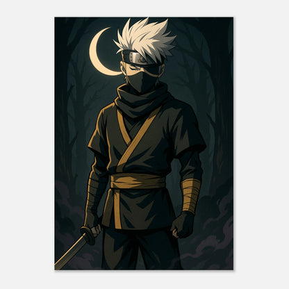 Anime Poster Tsuki Kage – Crescent of Silence, hochwertiger Kunstdruck für moderne Wanddeko in Dunkeltönen