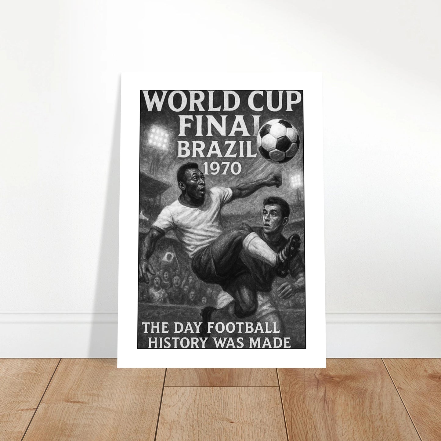 Vintage World Cup 1970 Fußballposter als stilvolle Wanddekoration im Wohnzimmer