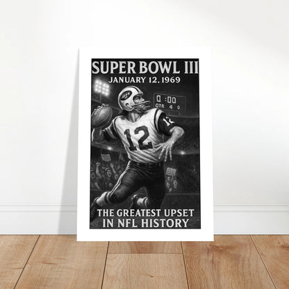 Vintage NFL Wandkunst – Super Bowl III Poster dekoriert modernes Wohnzimmer