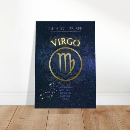 Virgo Poster in stilvollem Wohnzimmer – Mockup mit moderner Einrichtung und eleganter Wandkunst für astrologische Deko