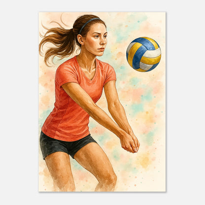 Volleyball Wall Art Poster – Power & Grace Sports Print for Home and Office