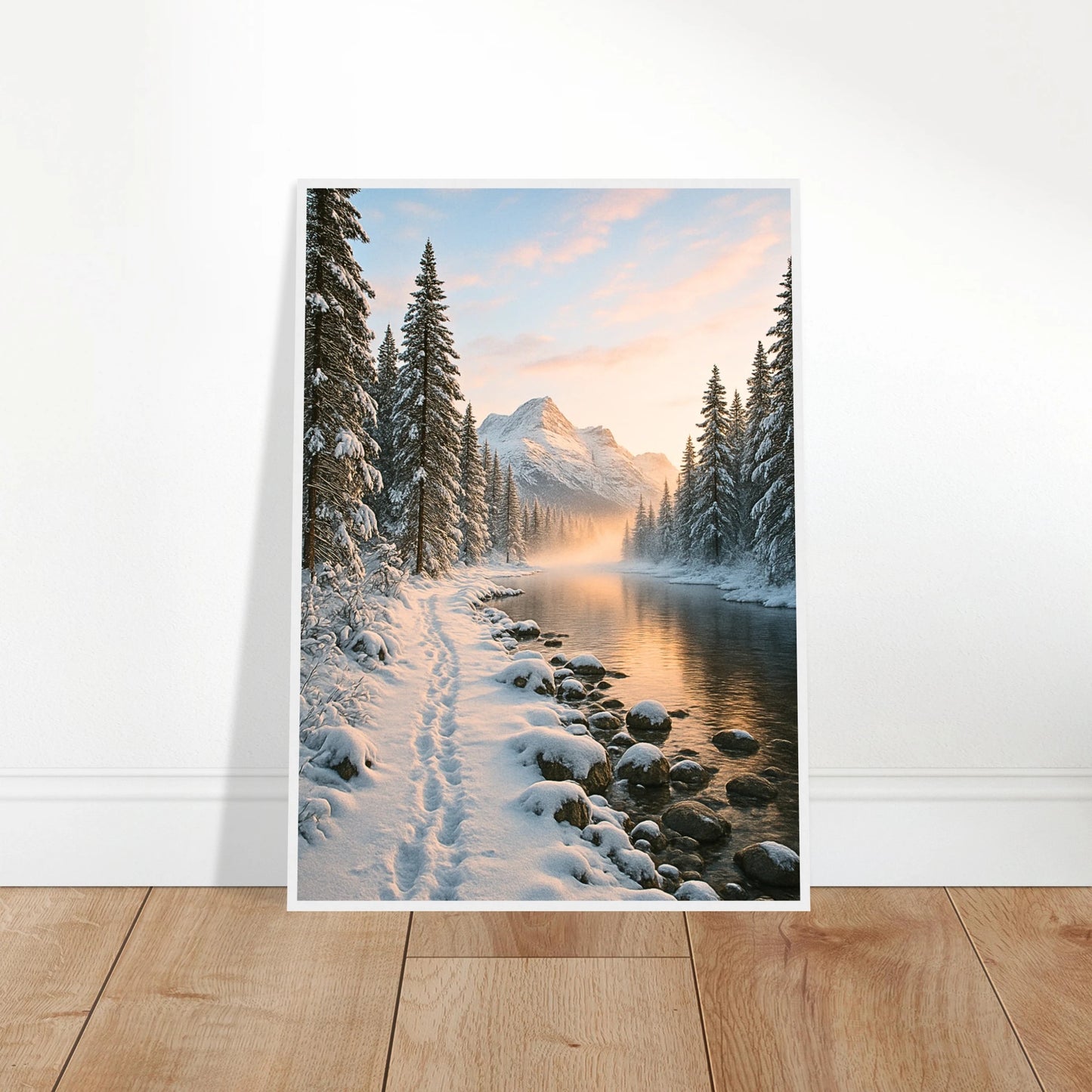 Detailansicht des „Whispers of Winter“ Posters – hochwertige Materialien, stabile Rückwand und brillante Druckqualität