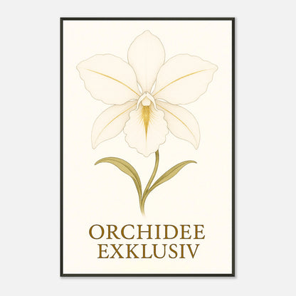Detailansicht des White Orchid Posters – zarte weiße Blüte mit feinen Linien und goldenen Details, gedruckt auf hochwertigem Papier.