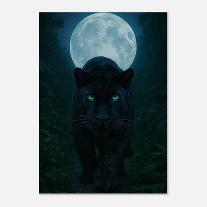 Seitenansicht vom Wild Nights Poster – schwarzer Panther unter Vollmond