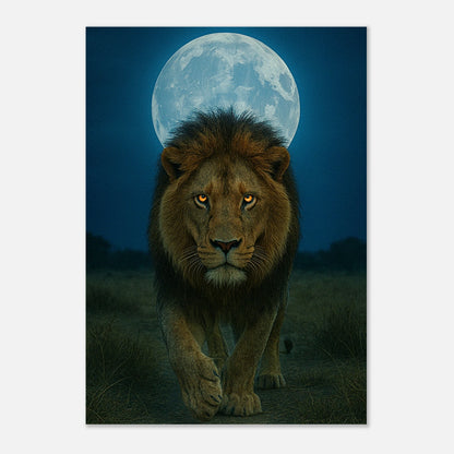 Wild Nights Löwen Poster – majestätischer Löwe unter Vollmond als hochwertige Wandkunst