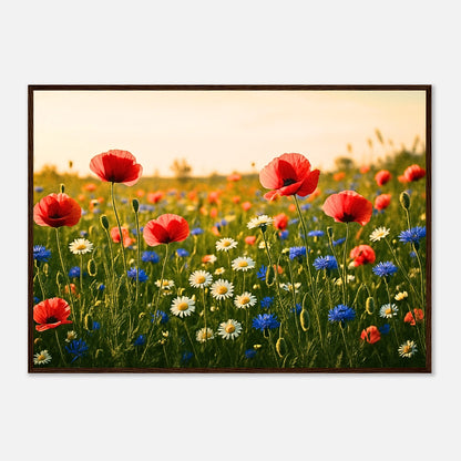 Wildflower Harmony Poster mit dunkelbraunem Holzrahmen – edles Naturbild für Wohnzimmer