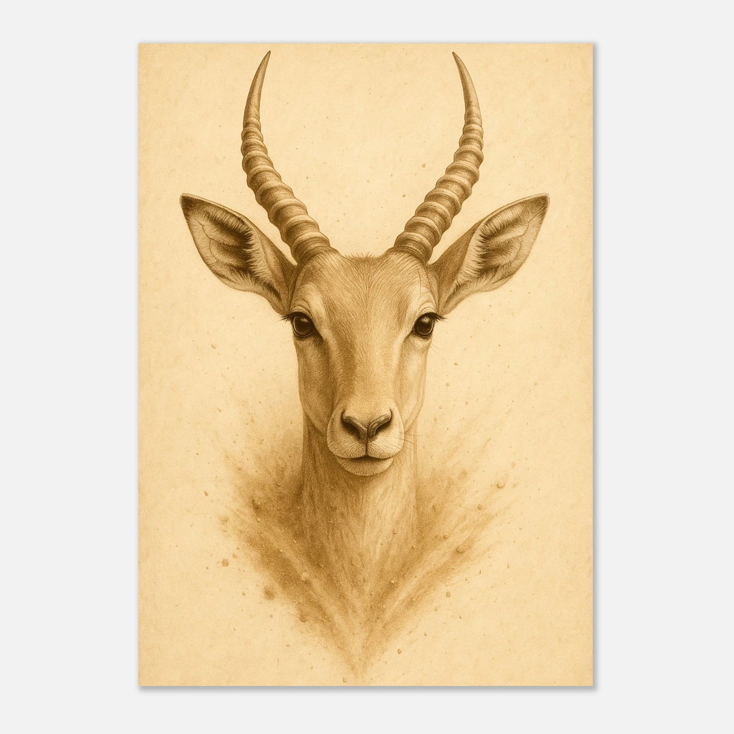 Wildlife antelope wall poster from Linear Wild, elegant nature art print with animal portrait.

