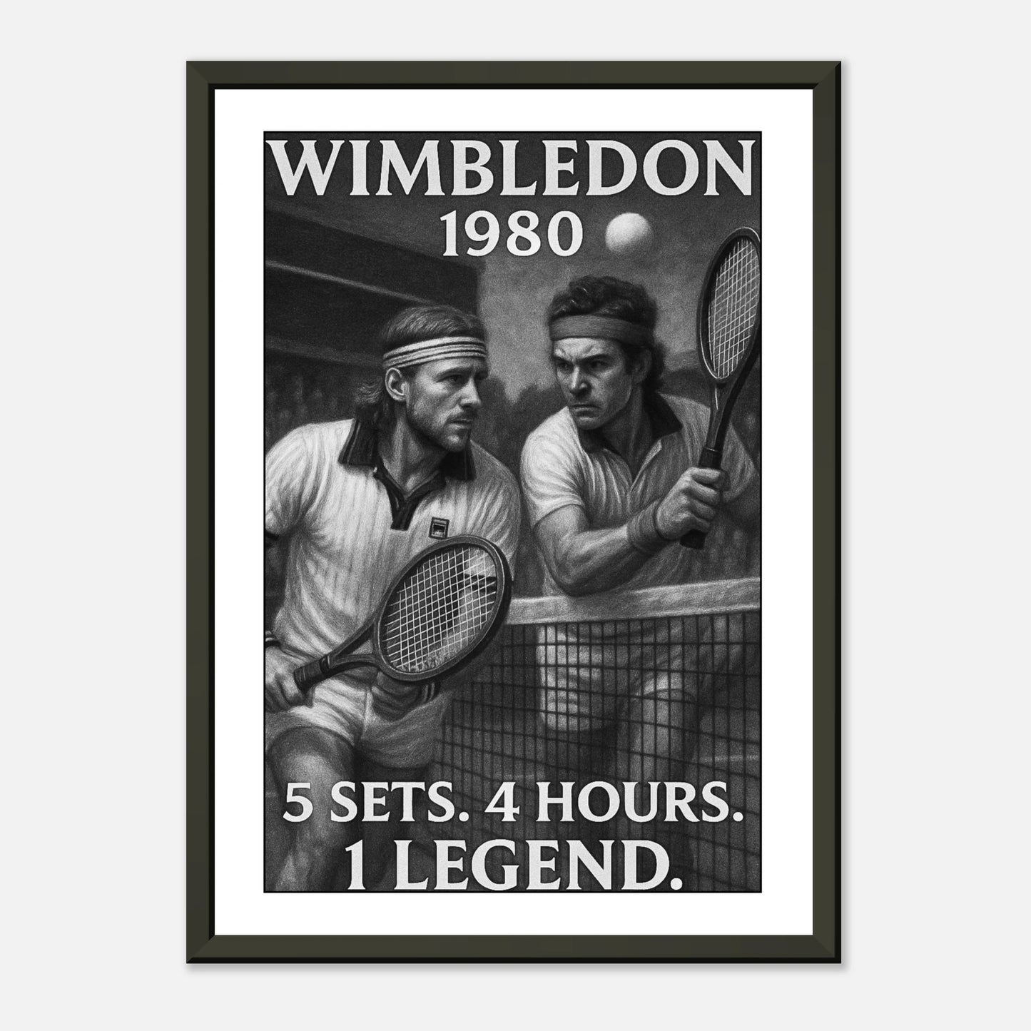 Wimbledon 1980 Poster – legendäres Tennismatch als stilvolle Vintage-Kunst mit Borg und McEnroe | DEFA Designs