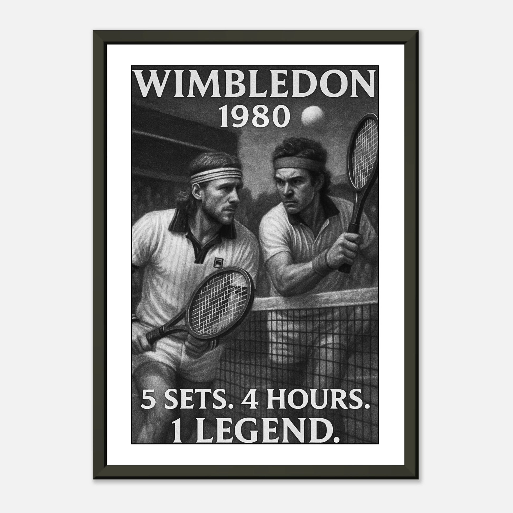 Wimbledon 1980 Poster – legendäres Tennismatch als stilvolle Vintage-Kunst mit Borg und McEnroe | DEFA Designs