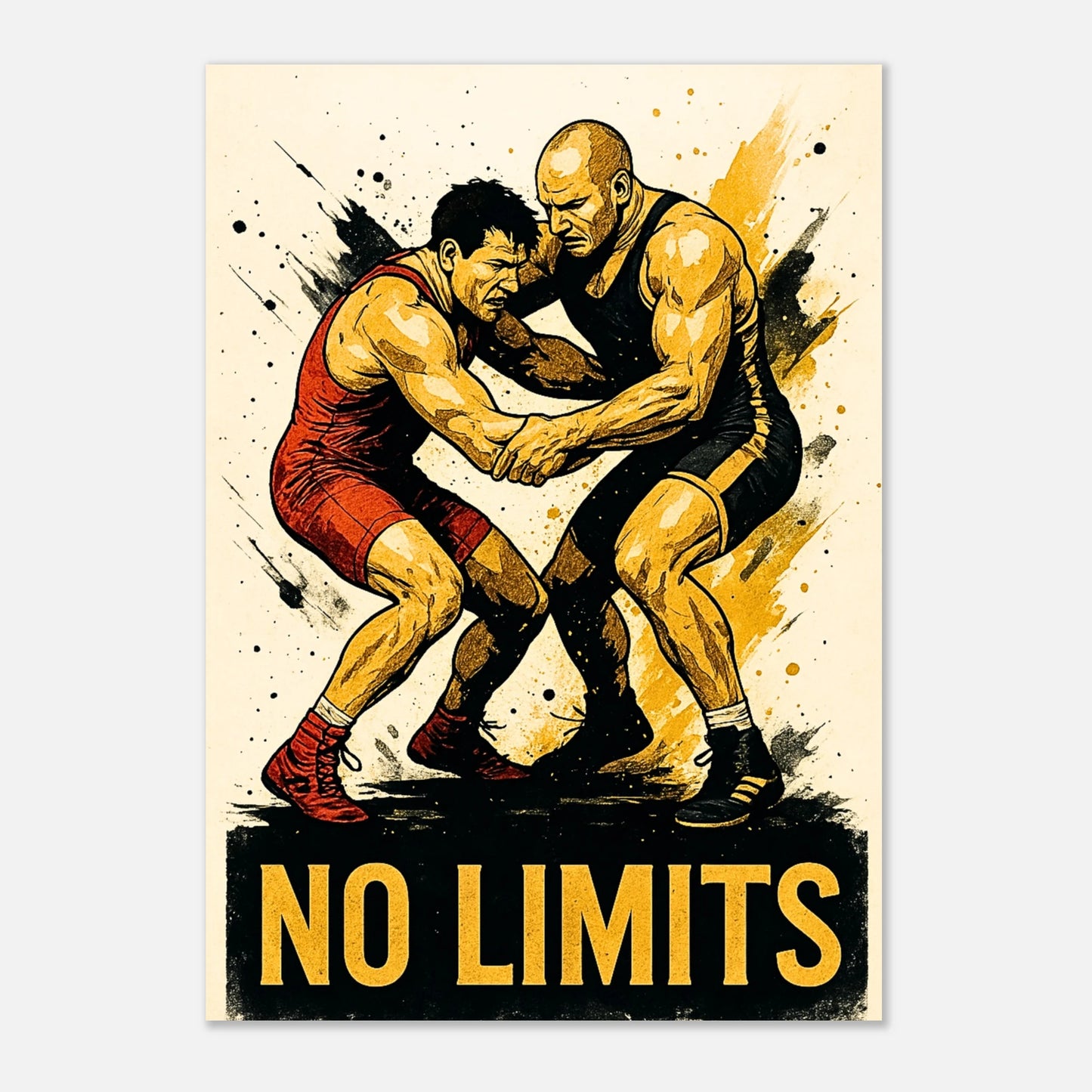 „Wrestling Poster No Limits – Fighting Sport Wandbild mit dynamischer Szene, perfekter Kunstdruck für Athleten“