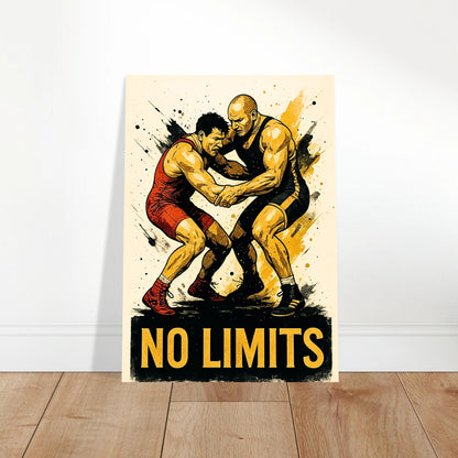 „No Limits Poster – Wrestling Wandkunst als Sport Deko im Wohnzimmer, dynamischer Fighting Art Print“