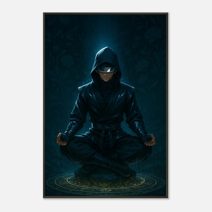 Zenrai Anime Poster mit futurischem Look – Wandbild im schwarzen Metallrahmen leicht gedreht